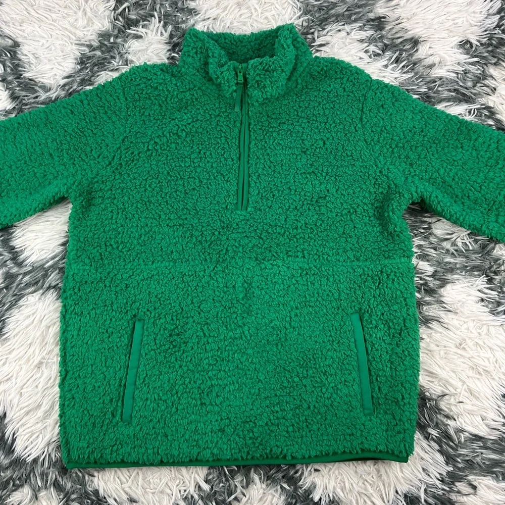 Wondershop Kids Girls Green Quarter Zip Sherpa Sweatshirt Size XL